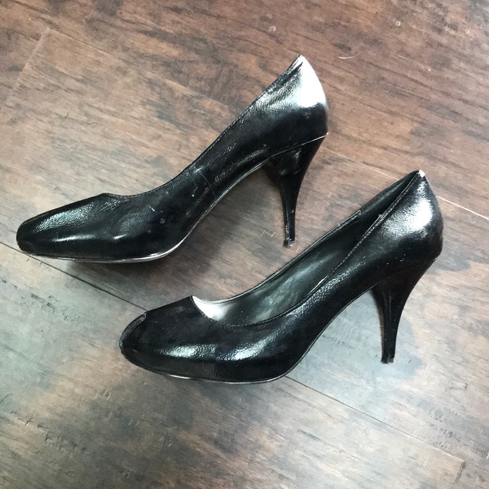 White House Black Market Black Leather Heels